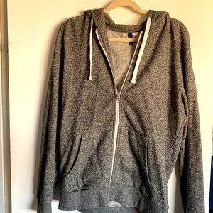 Divided Zip Up Jacket with hood, gray, medium
